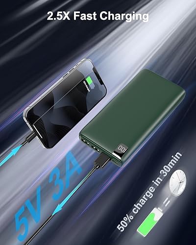 Miniatura 3 de IXNINE Power Bank - Cargador portátil de 26800 mAh, cargador de teléfono de alta capacidad, batería externa compacta con pantalla LED y 4 salidas de