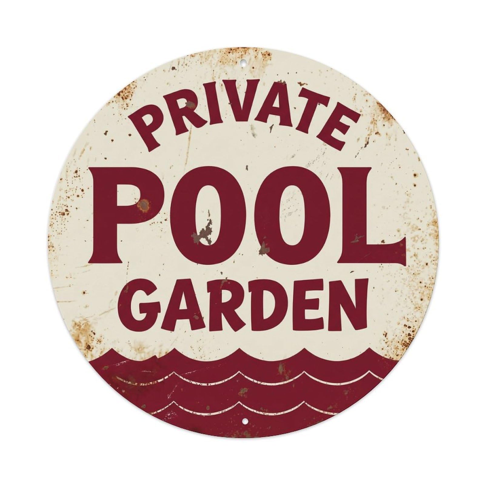 Yrnq Vintage Style Private Pool Garden Vintage Metal Tin Sign Plaque Wall Decor For Cafe, Club, Garden Round Metal Poster 8X8inch