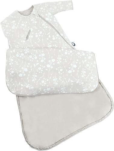 GUNAMUNA Saco de dormir de manga larga para bebés, bolsas de dormir portátiles, rayón suave, 1.0 TOG, magnolia, 24-36 meses