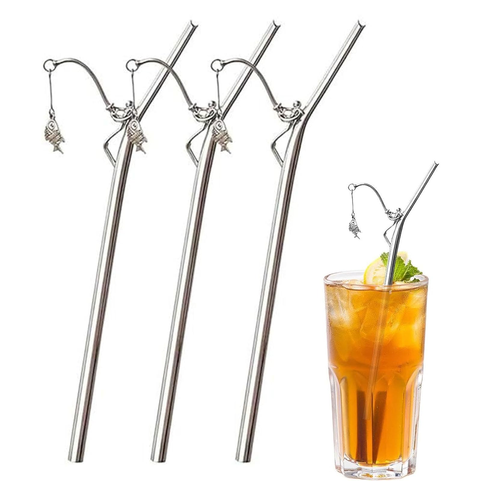 Pailles de pêche réutilisables accessoires boisson voyage inox écologiques