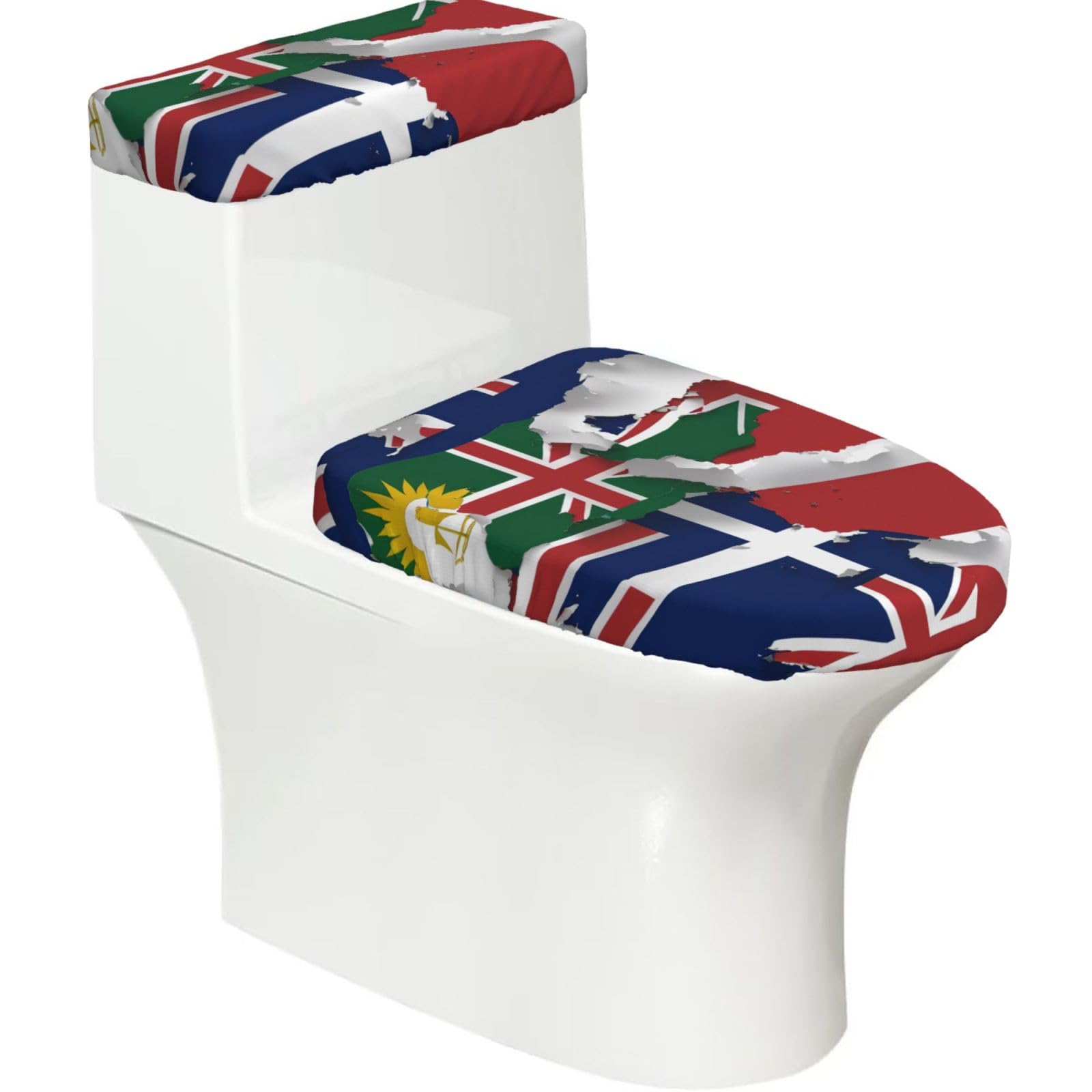 Turks And Caicos Islands Flag Map03 Print Bathroom Decor Toilet Lid Cover And Tank Covers, Restroom Accessories Fits Most Round