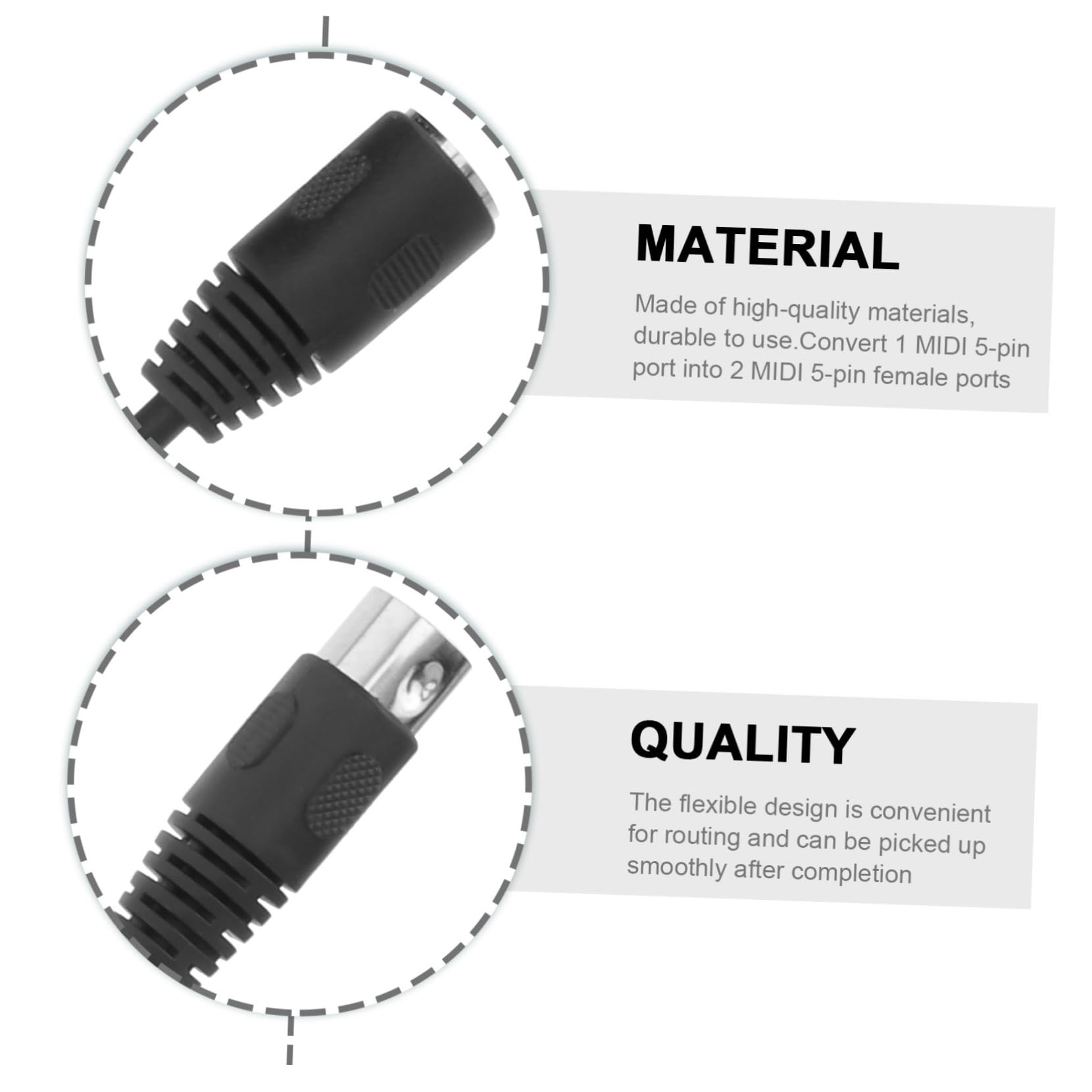 3 Pz Linea audio -due Cavo adattatore din 5 pin sdoppiatore midi a 5 pin sdoppiatore per microfono prolunga elettrica adattatore din a 5 poli midi pvc Black