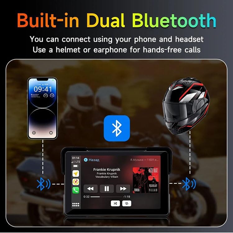 Motorcycle CarPlay screen mounted on a motorcycle