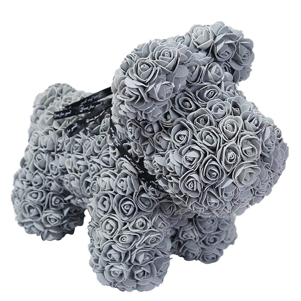 RDAHSUEHH Simulated Rose Dog Forever Rose Flower Teddy Bear Dog Doll Romantic Gifts for Wife Mom Daughter (B)