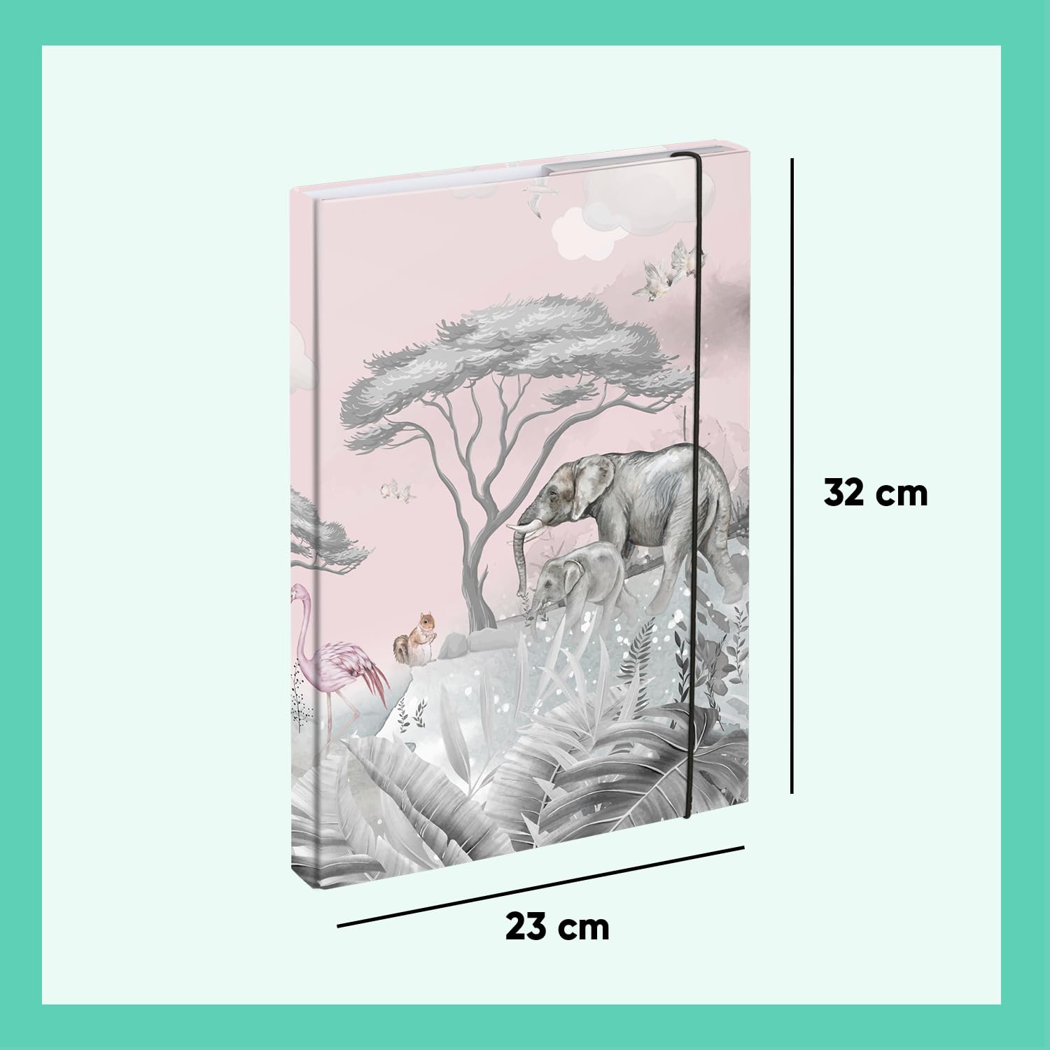 Baagl File Box for School Bag A4, Portfolio Folder for Children with Elastic Strap and Inner Flaps, Book Folder - Image 3