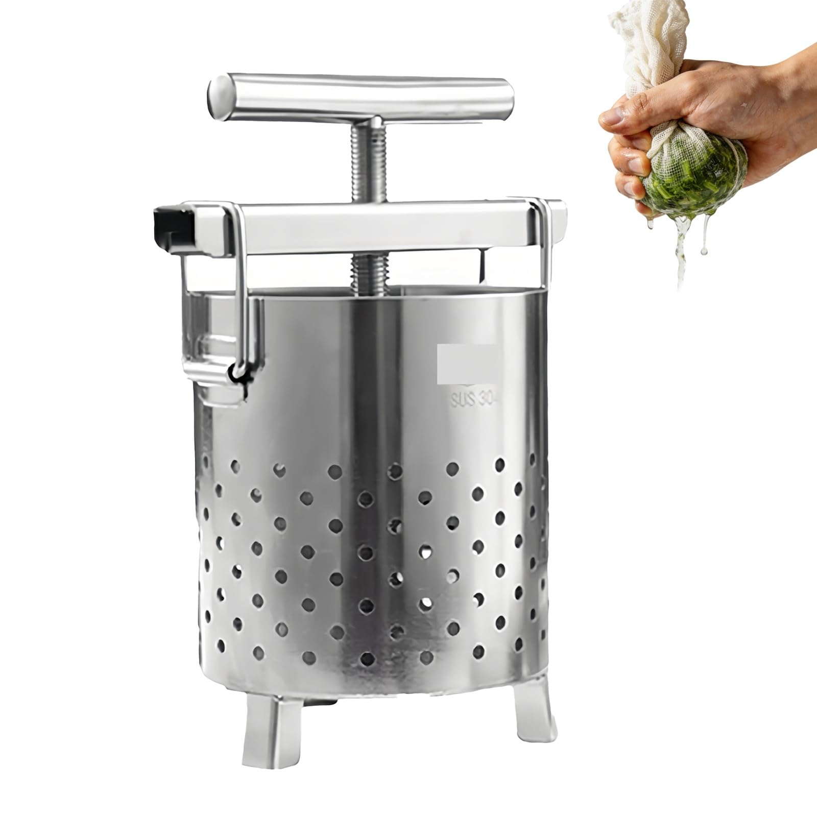 YXFAZPP Stainless Steel Vegetable Squeezer, 2L Manual Stuffing Juicer with Filter Gauze Bag for Home and Commercial Use, Perfect for Dumplings and Vegetable Fillings