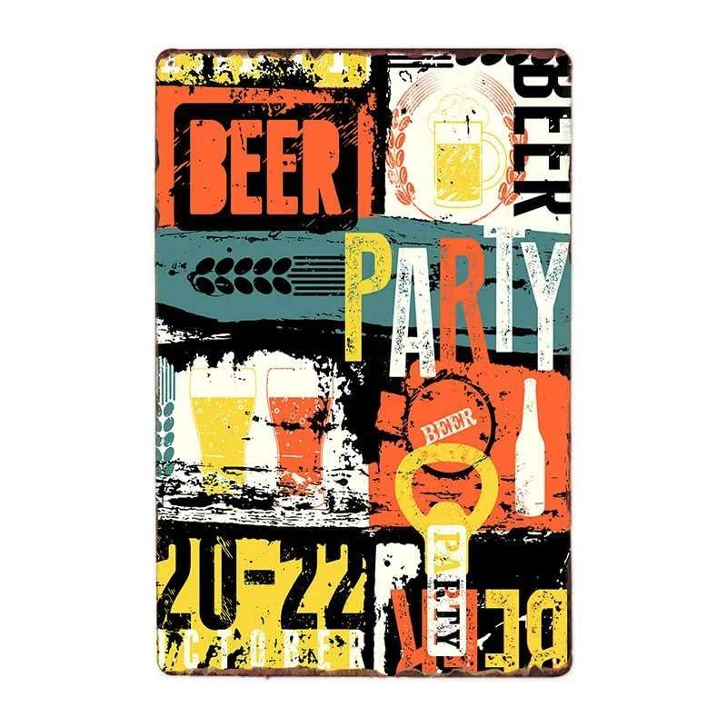 Pin Up Beer - Placa de metal retro vintage (4 unidades)