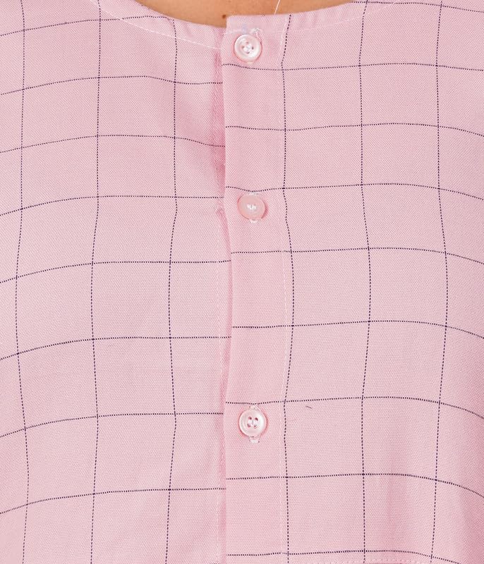 Image of Women's [L- 4XL] Full Open /Front Buttoned [a kind of Adaptive Clothing]Multipurpose Nighty for Maternity /Pregnancy /Elderly /Patient /Feeding /Hospital Purpose Nighty(Pink Checks - 2XL / Calf Length