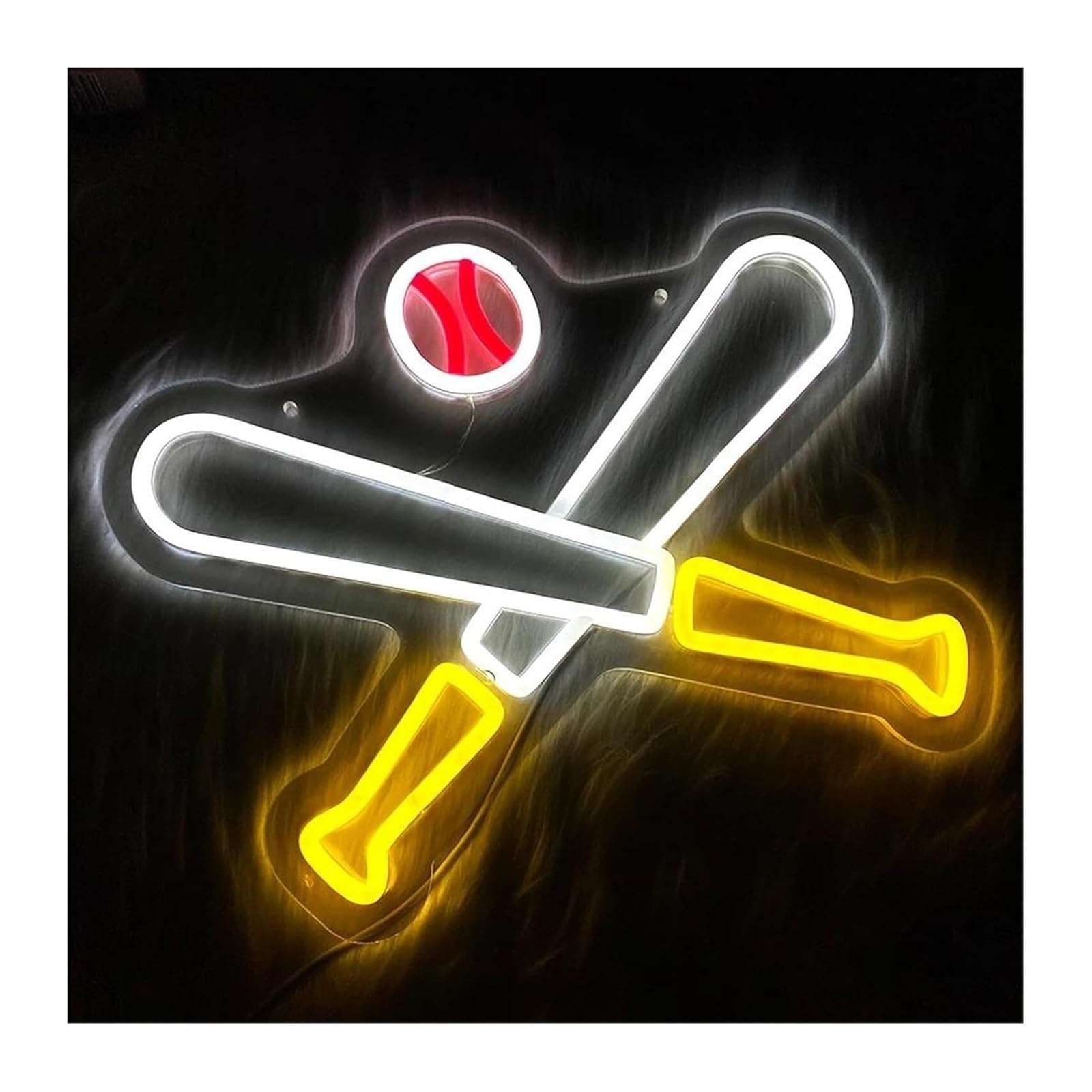 Generico Baseball per insegna al neon Luminosità regolabile Luce alimentata per sport Camera da letto Festa di compleanno Casa