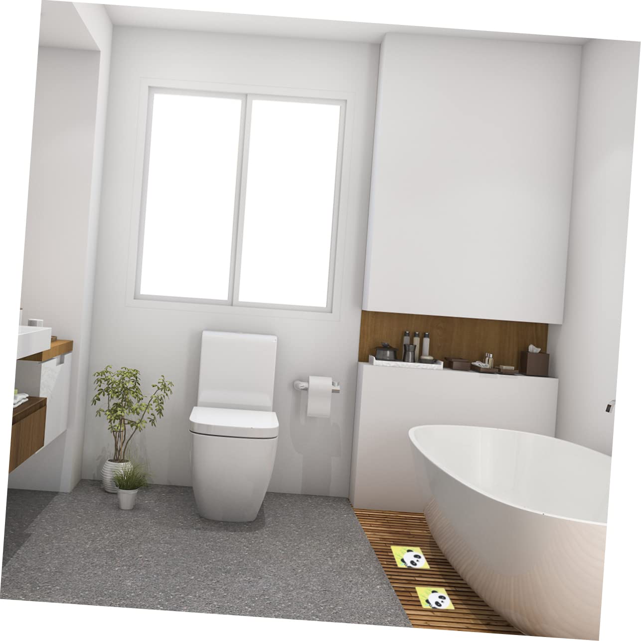 HOLIDYOYO 6Pcs Cartoon Slip Bathtub Stickers Self Adhesive Bathroom Decals for Safety Peva Slip Prevention Stickers Panda Design for Home Use