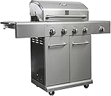 Kenmore Pg-40405S0La Stainless Steel 4 Burner Outdoor Patio Gas Bbq Propane Grill With Side Burner In , Stainless Steel