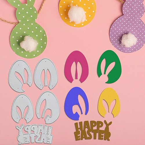 Miniatura 3 de Troquel de conejo de Pascua de metal para hacer tarjetas, troqueles de corte de conejo huecos de primavera para decoración de vacaciones, bricolaje,