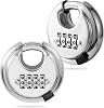 Rohuis Round Combination Lock, Uncuttable Combination Disc Padlock, 3/8 Inch Shackle Outdoor Combo Lock Discus Pad Lock for Storage Unit, Garages, Fences (1 Pack)