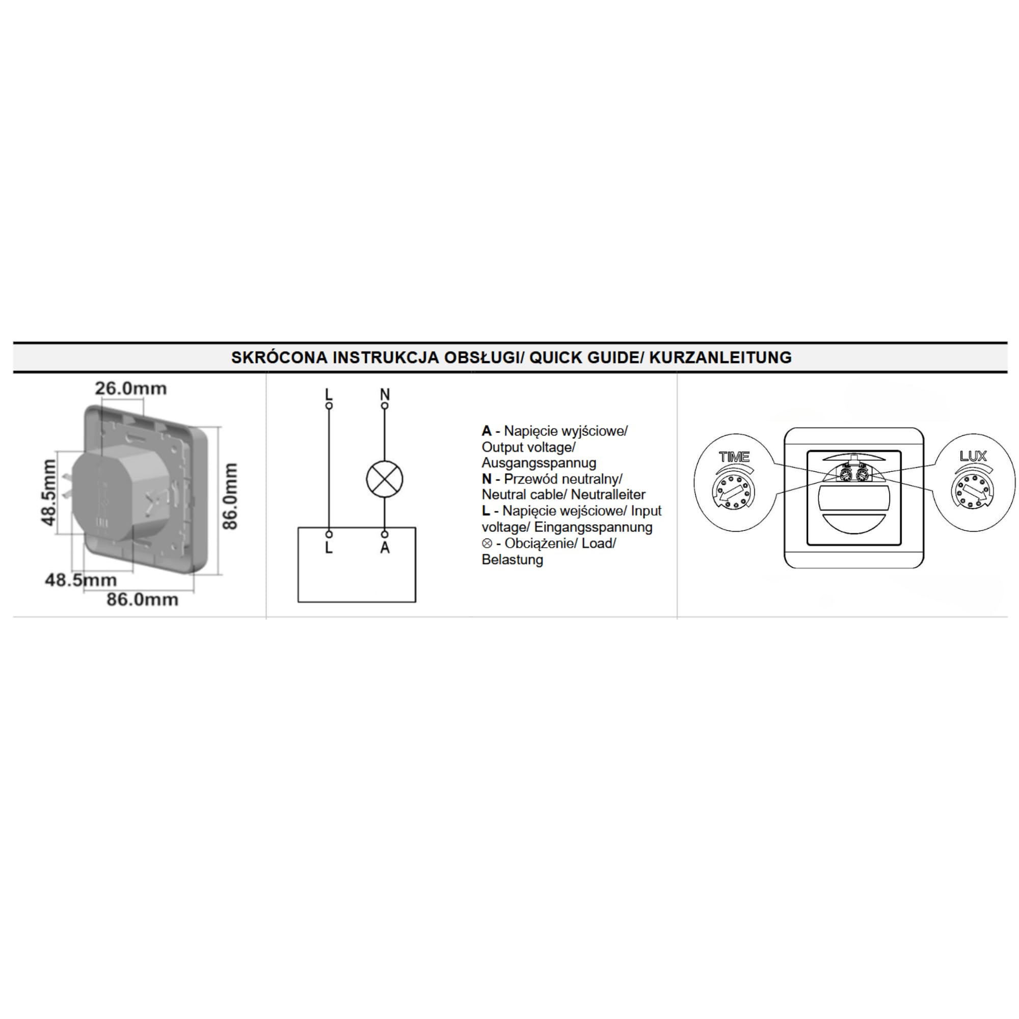 Sensor de Movimiento Empotrable 2 Hilos Ángulo de Visión: 160° IP20