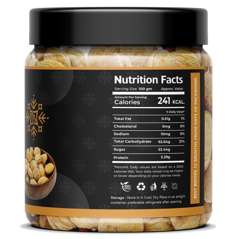 Image of FROZEN NUTS Apricot Dry Fruits 500 Gram Pack | Sun Dried Jardalu Badam BOR Khumani | Vegan, Sun Dried Apricots | Add in Your Healthy Recipes | Dry Fruit