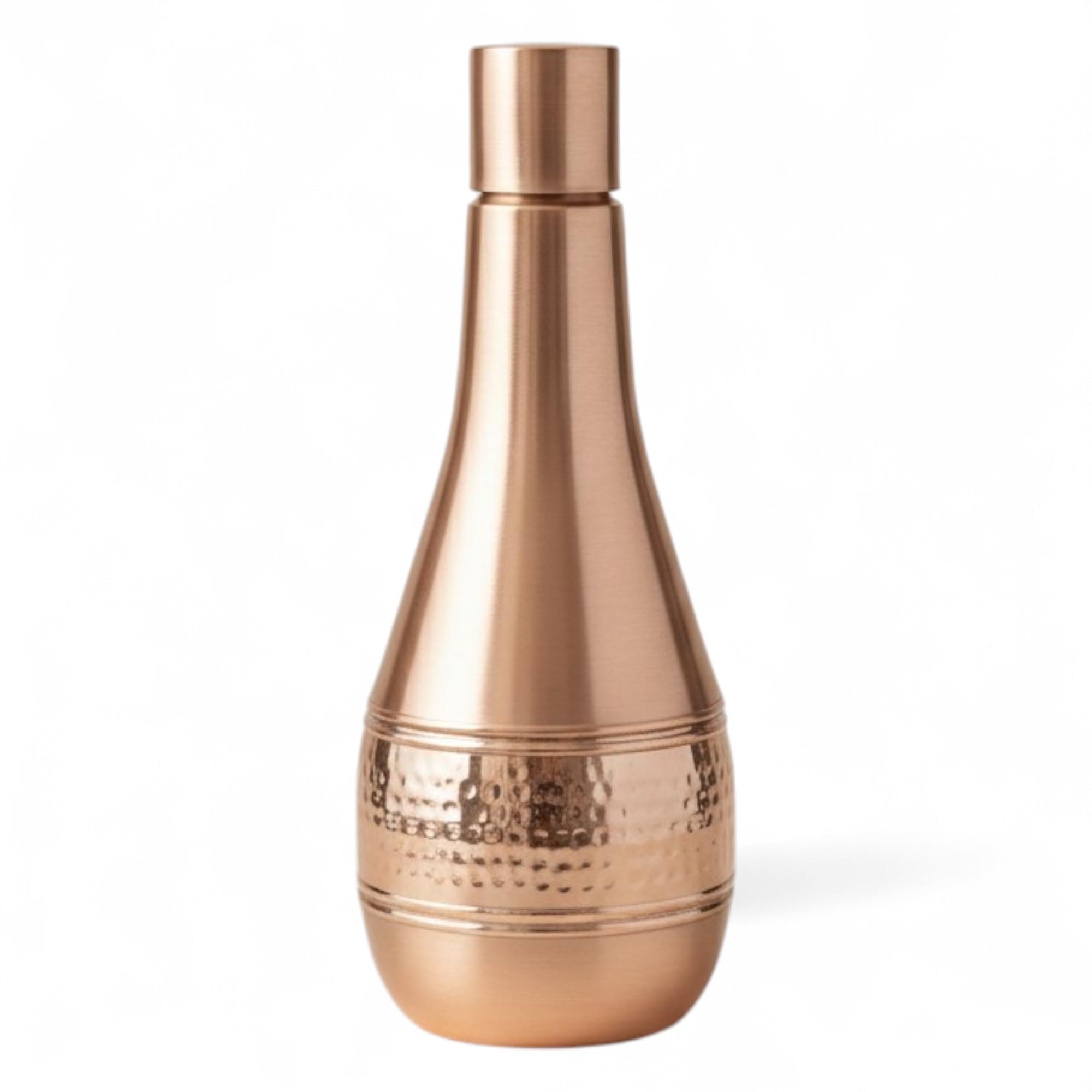 COPPAYA Pure Copper Water Bottle, Hammered Design with Leakproof Cap, 1 Litre Capacity, 27.3 cm Height, Reusable Metal Carafe