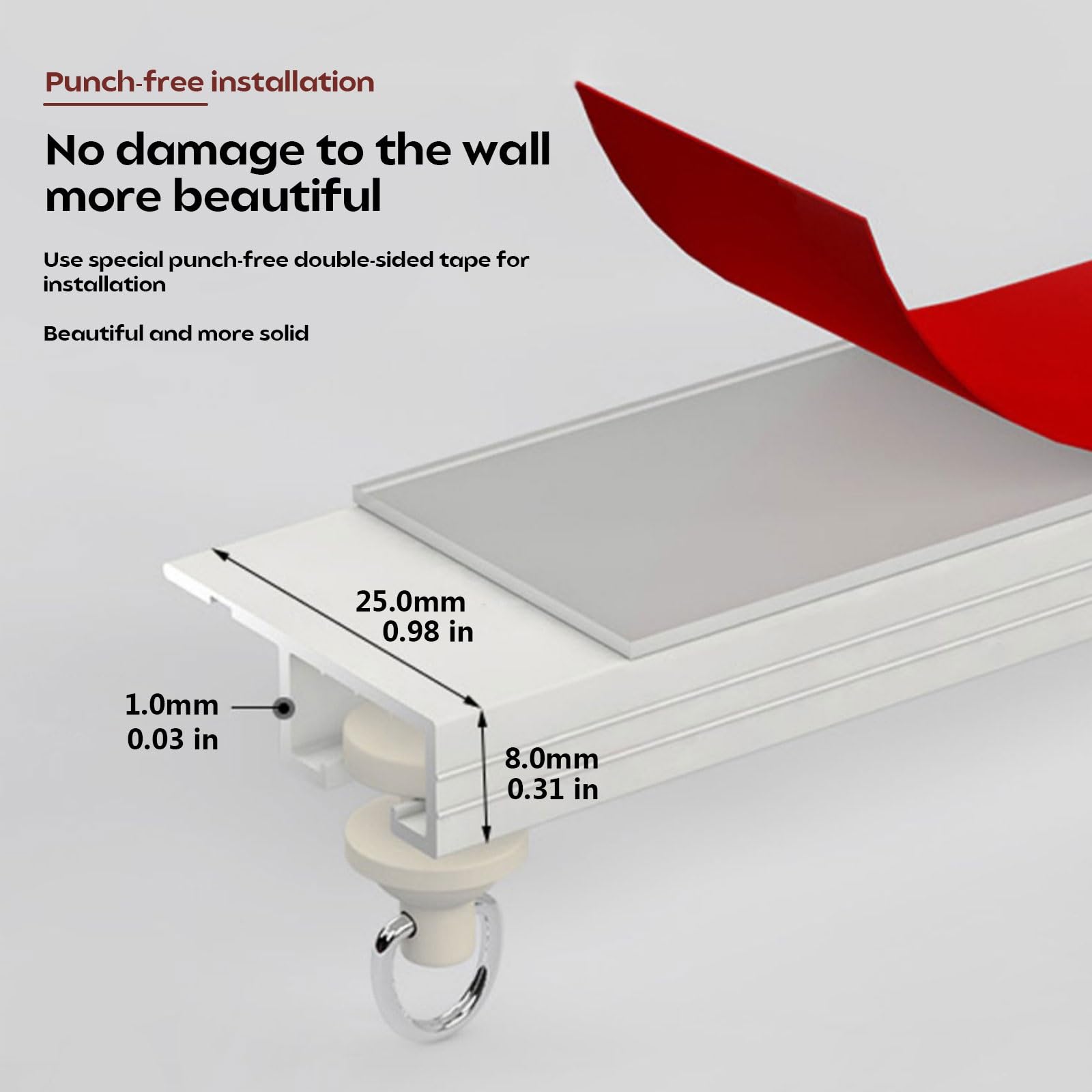Tringle à Rideaux autocollante sans perçage, Rails à Rideaux Ultra-Fins en Aluminium, Montage au Plafond et au Mur, Style déco Moderne et Simple, pour Espace, séparateur de pièce (500 cm (4