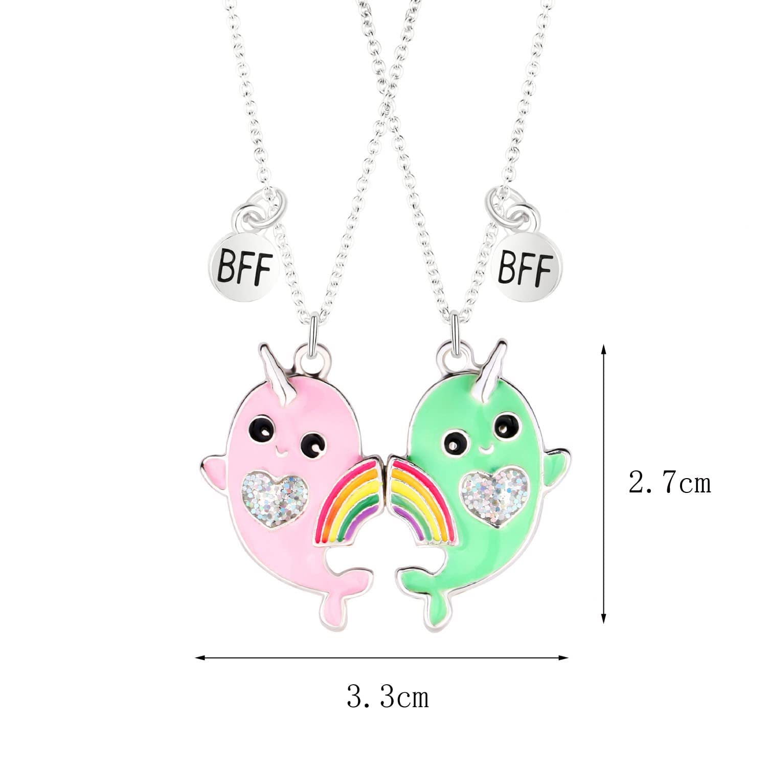 El Regalo Best Friend Forever 2Pcs-Split Magnetic Matching Bff Pendant Necklaces Set- Unicorns, Whales, Koalas Pendant Friendship Necklaces For Girls (Whales Bff Necklace) - Image 7 thumbnail