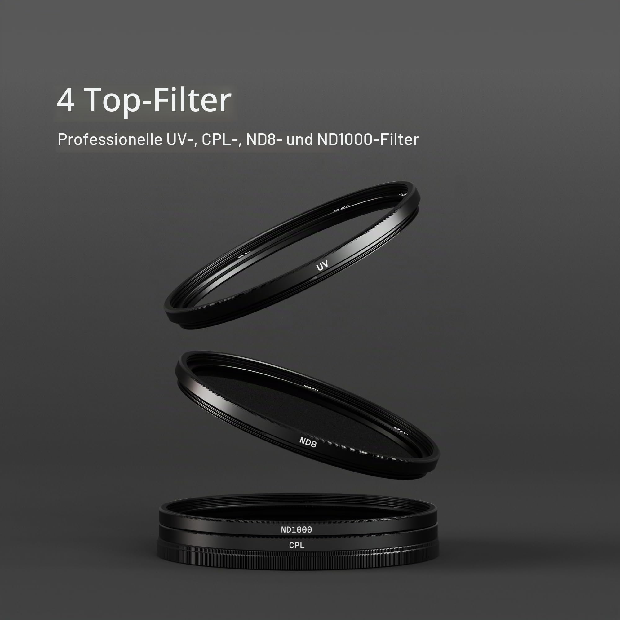 Urth 49 mm 4-in-1 UV, Zirkularer Polfilter (CPL), ND8, ND1000 Filter Kit (Plus) — Essentials Filterset, nanobeschichtetes optisches Glas, ultraflache Kamerafilter mit 2 Kappen Set