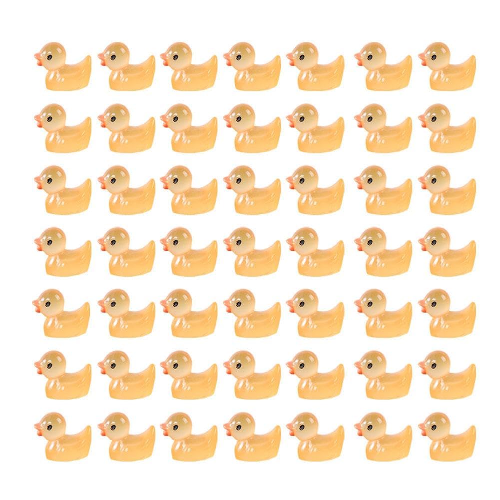 Orange 50 Pcs Mini Resin Ducks Luminous Tiny Ducks Glow In The Dark Ornament For Dollhouse Garden Decoration