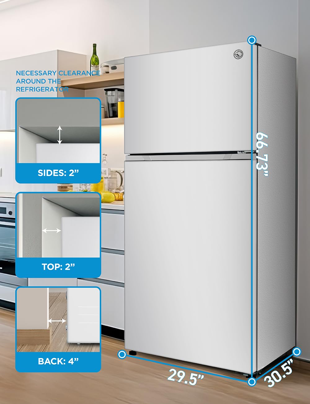 Commercial Cool 18 Cu. Ft. Top Mount Refrigerator With Freezer, 2-Door Refrigerator With Top Freezer And Adjustable Temperature Control, Ice Maker Ready, Energy Star Certified, White on Fridge.com - View 6