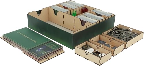The Broken Token Villainous - Organizador compatible con juegos base, caja de almacenamiento de madera con múltiples cubiertas y bandejas para
