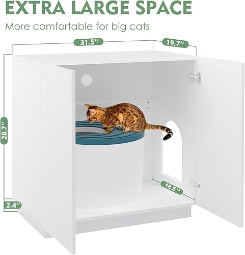 Miniatura 5 de Amunrbrek Caja de arena, muebles de caja de arena grande, muebles modernos para caja de arena para gatos con almacenamiento, gabinete lateral