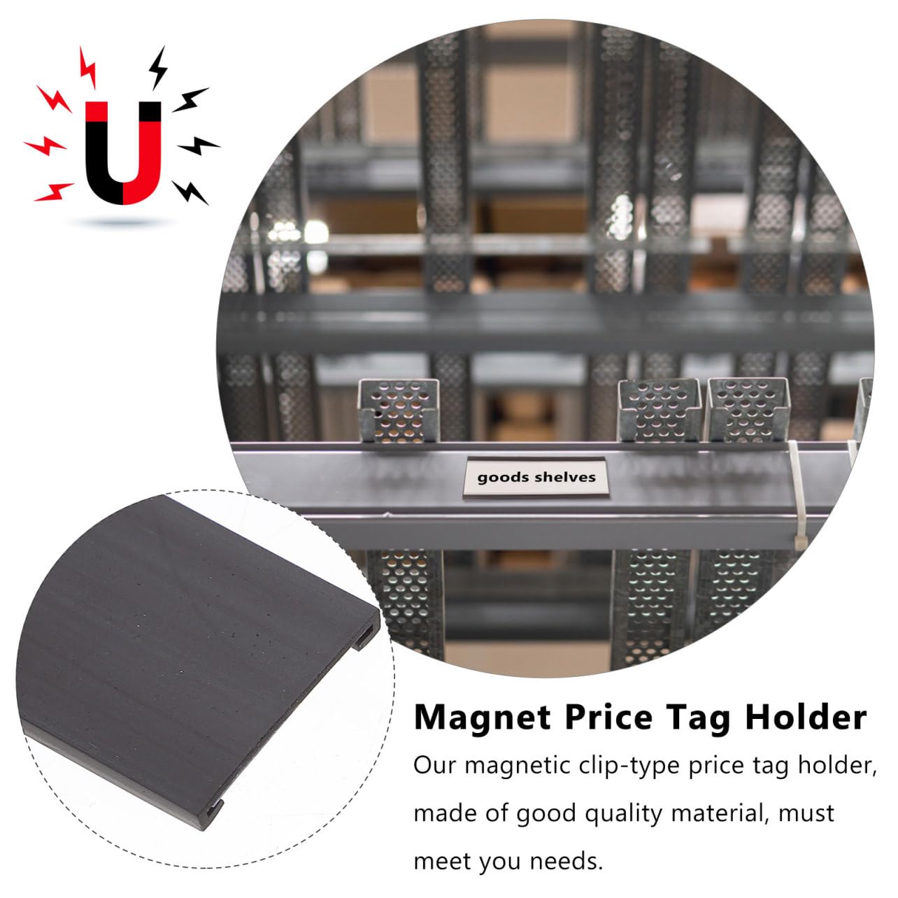 Clip Magnetico per Cartellini Prezzo 50 Pezzi Nero per Scaffali | Carta Sostituibile, Uso Industriale e Display Prezzo, Installazione Pratica