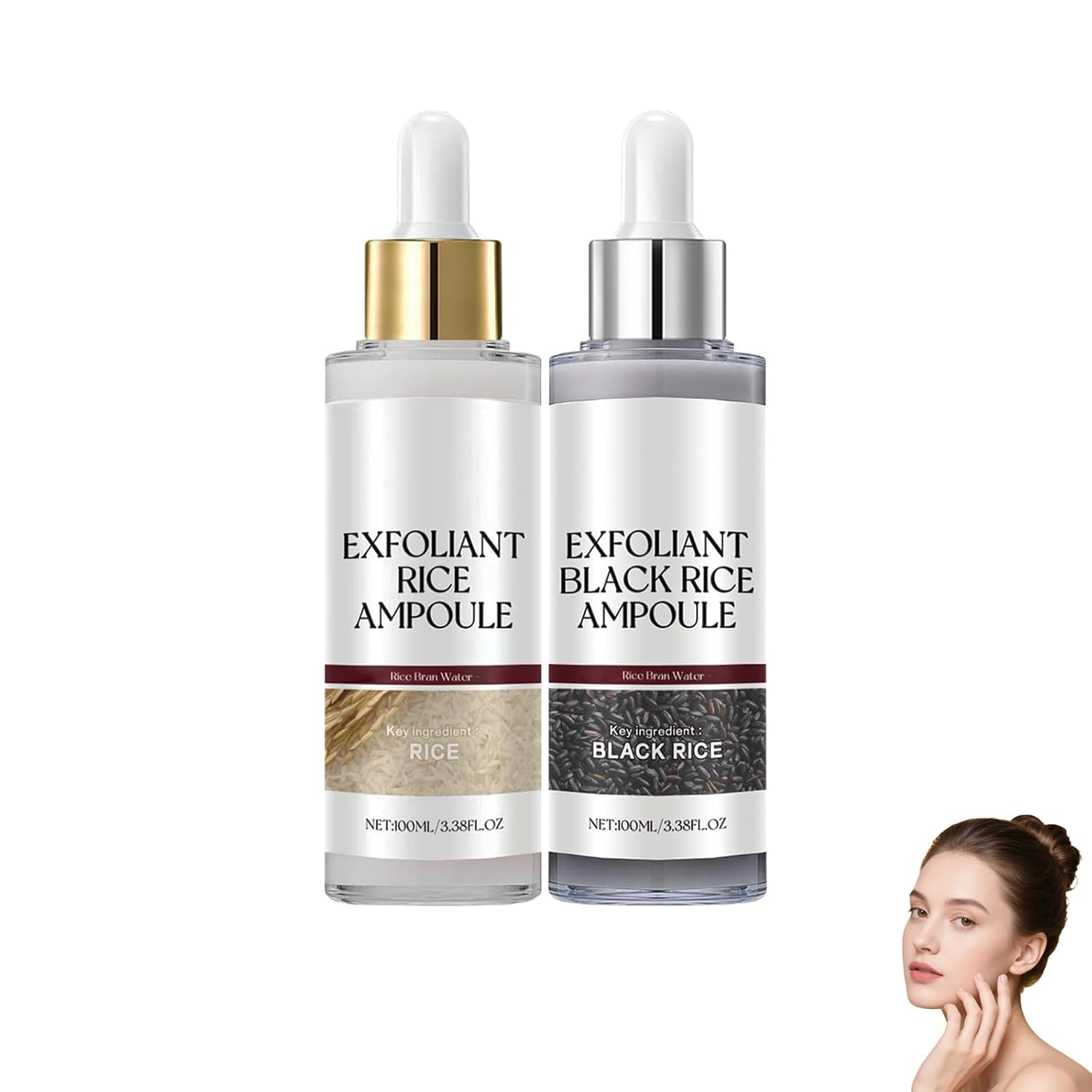 Black and White Rice Peeling, 2025 New Upgraded Rice Exfoliating Face and Body, Rice Exfoliant Peeling Solution, Moisturizing Nourishing for All Skin Types