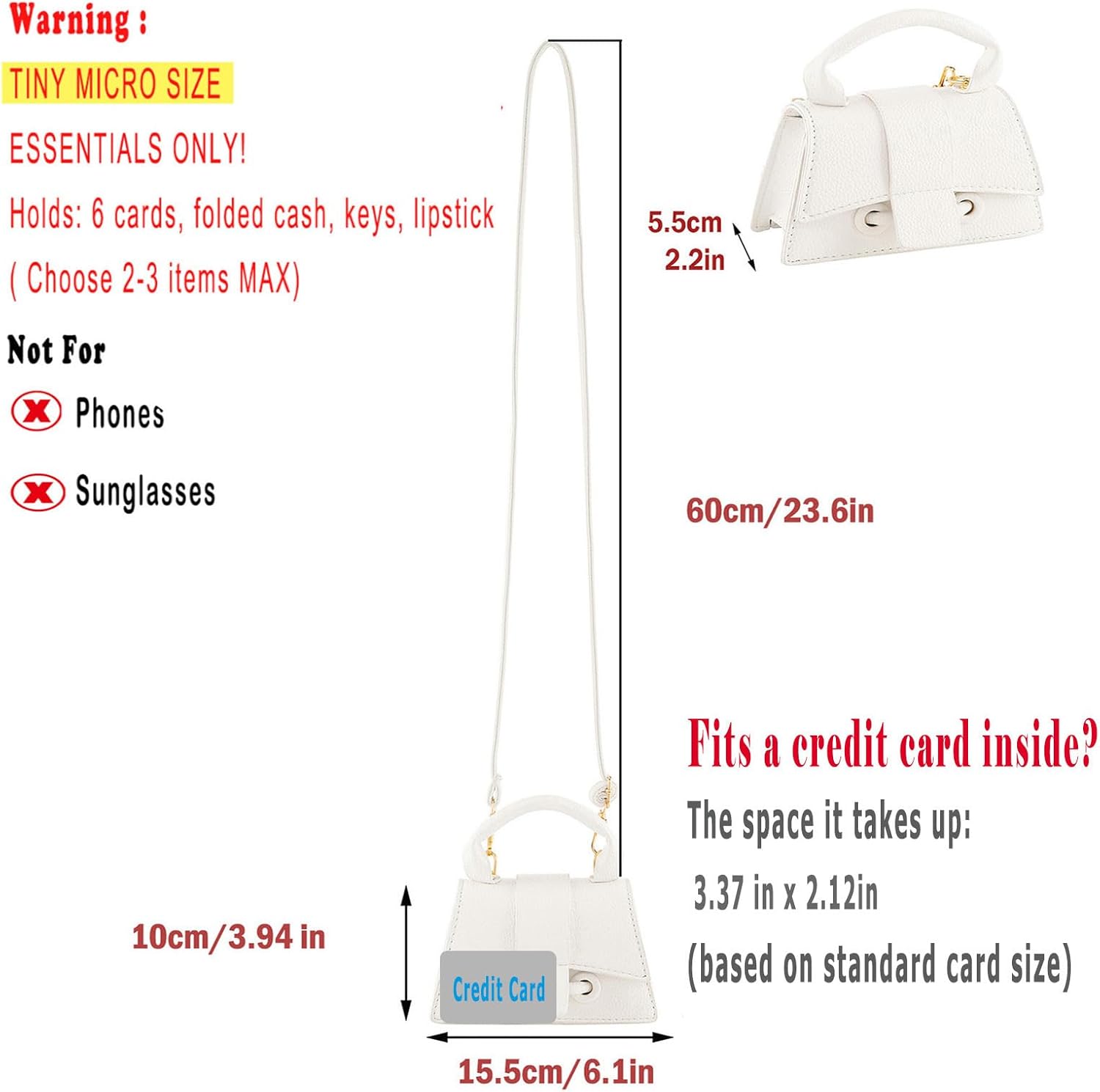 Ayliss Micro Mini Crossbody Handbag Women's Purse Clutch Cute Mini Trendy Bag Top Handle PU Leather Shoulder Bag - Image 4