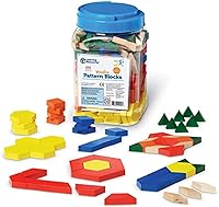 Learning Resources 250-Piece Wooden Pattern Blocks - Tangram Puzzles & Math Manipulatives for Kids 4-8, Kindergarten Classroom Homeschool Essential