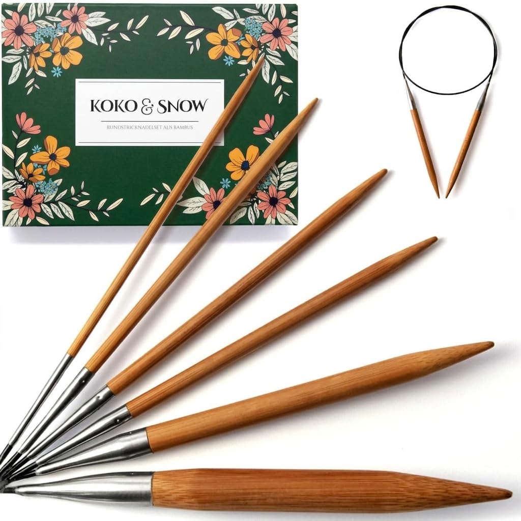 KOKO & SNOW Rundstricknadel Set - Bambus mit inspirierenden Sprüchen - 6er Stricknadeln Set (ohne Sprüche)