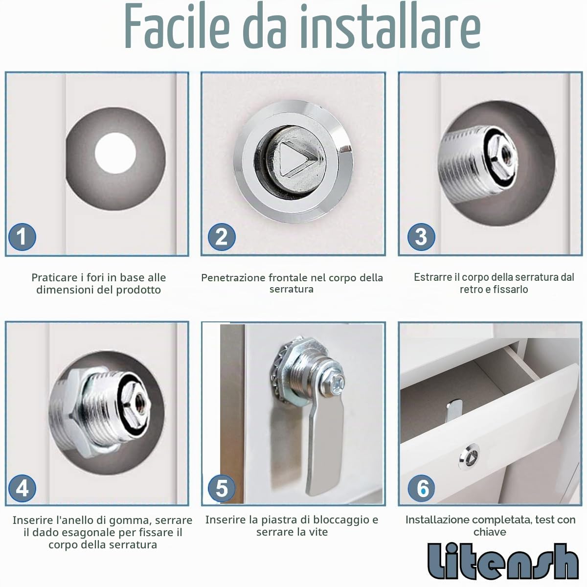 2PCS Serratura per contatore elettrico con chiave triangolare, serratura a camma filettata per cassetta postale, serratura per armadietti, cassetti e mobili