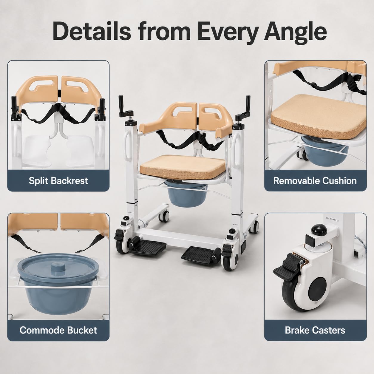 Silla de traslado para pacientes, silla de transferencia para pacientes, silla de transferencia para el hogar, elevador de pacientes, hogar de ancianos, hospital para transferencia, ducha, inodoro