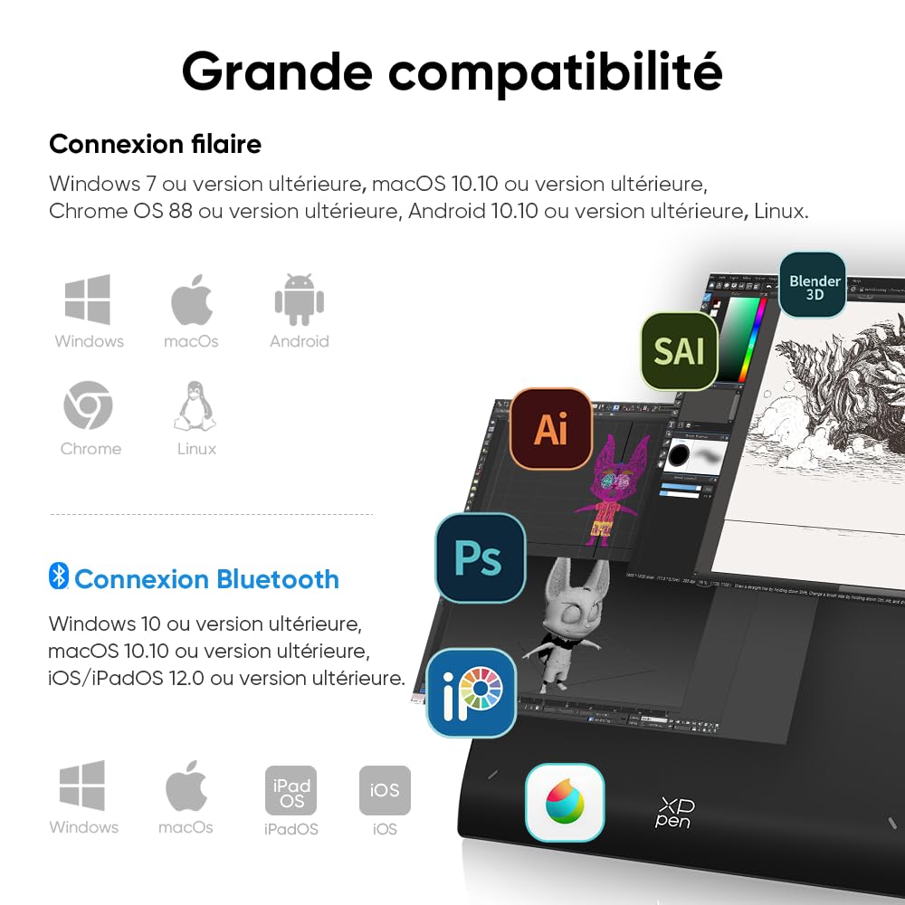 XPPen Deco Pro MW (Gen 2) Tablette Graphique Bluetooth 5.0 16K Niveaux de Pression Sans Écran