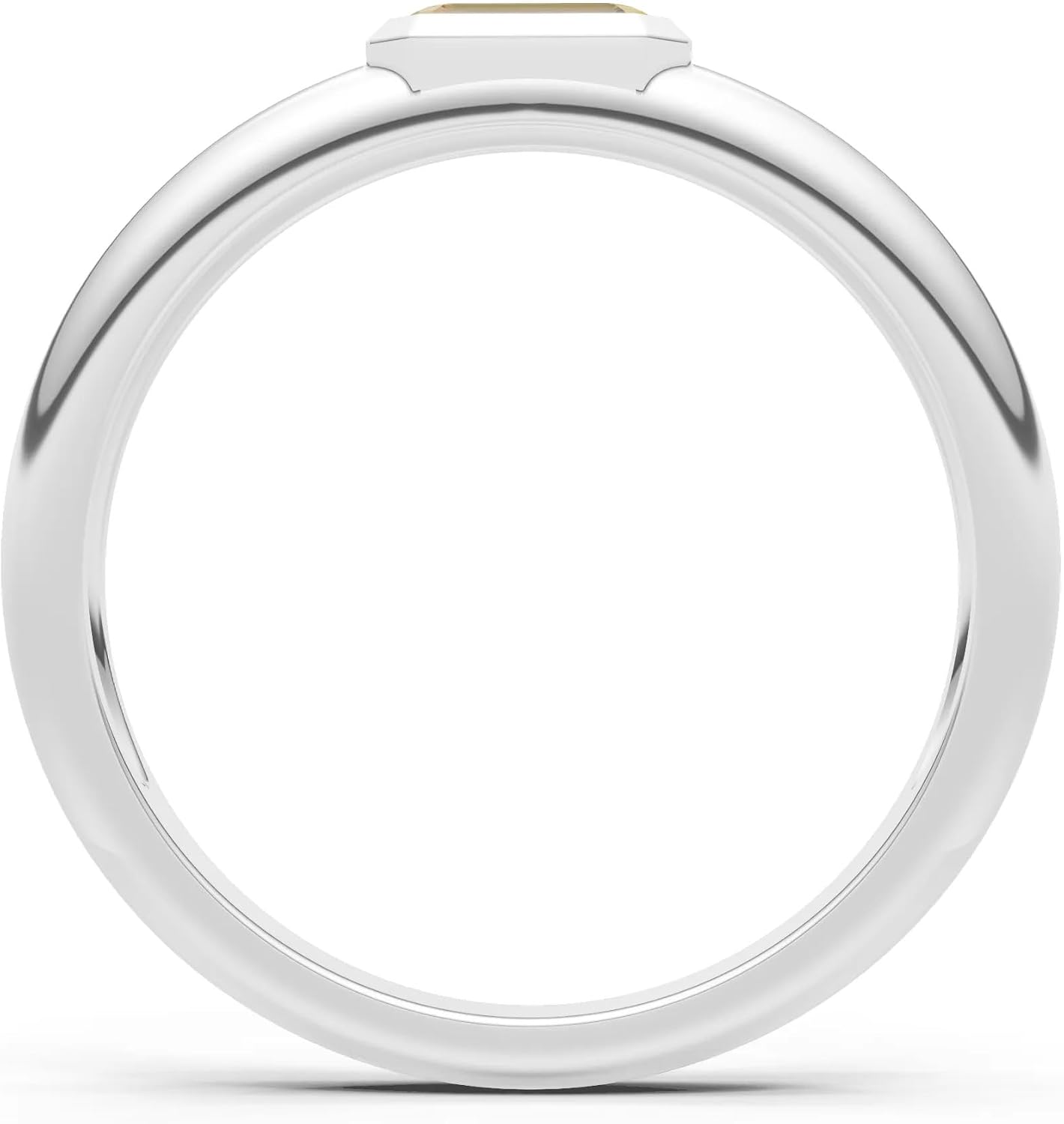 PEORA Emerald Cut Cut Citrine Dome Band Available in Solid 10K, 14K or 18K Ring – White, Yellow or Rose Gold