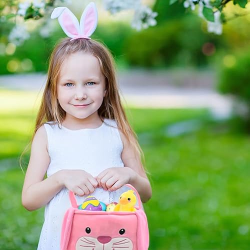 Miniatura 7 de UMEELR Cesta de Pascua de conejo esponjoso para niños, bonita cesta con llaveros de pato de peluche, regalos de Pascua para niños, bebés, niñas,