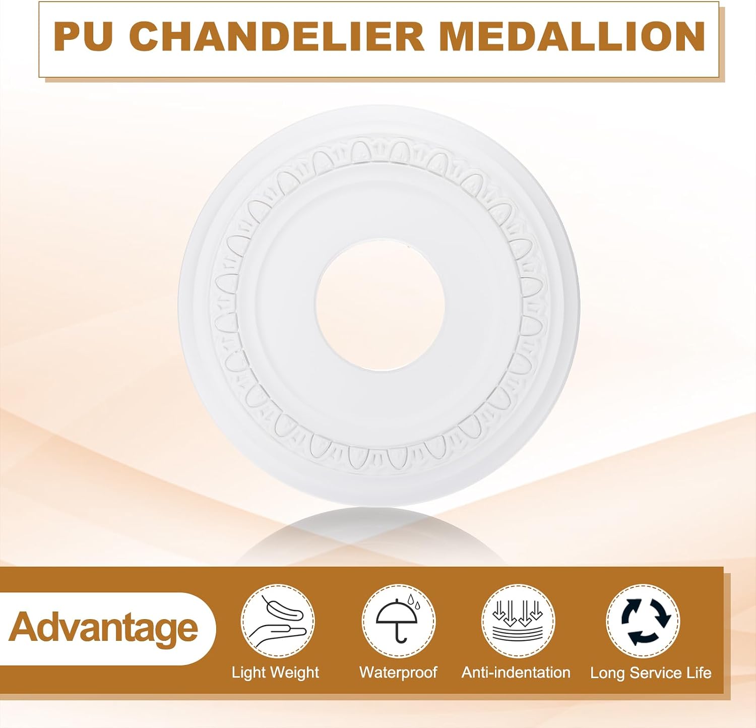 PATIKIL Ceiling Medallion, 2 Pcs 12" OD x 4" ID PU Decorative Ceiling Light Medallion Chandelier Medallion Petal Ceiling Light Cover Plate for Ceiling Light Fixtures Fans, White