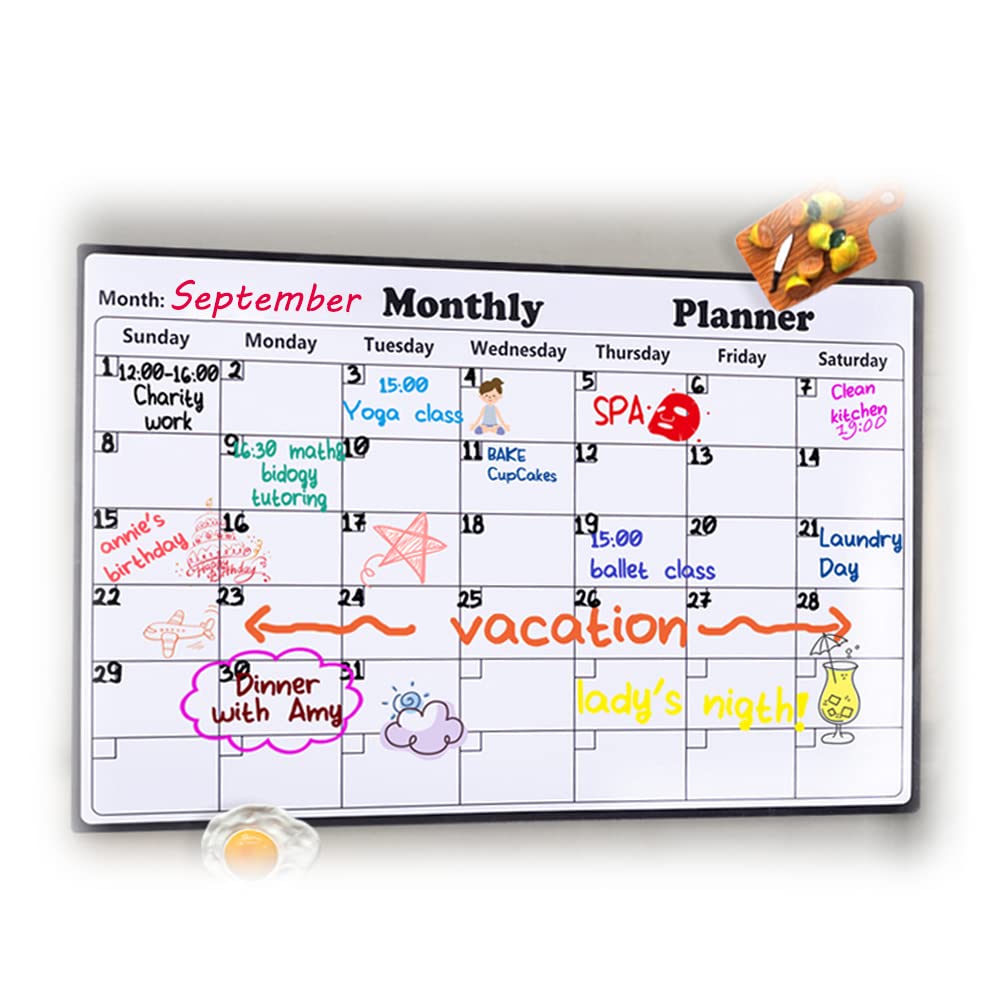 Whiteboard Calendar Magnetic Refrigerator Calendar for Refrigerator for Home Office School