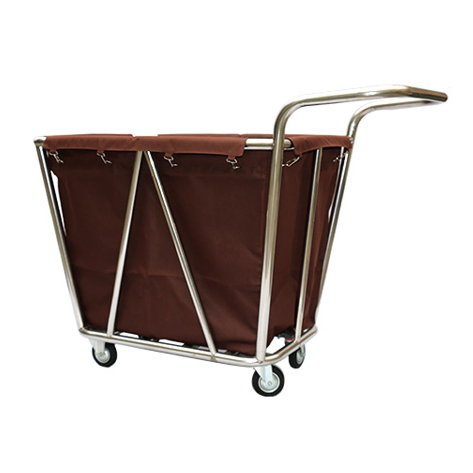 Carrello per la Biancheria Commerciale con Ruote Carrello Pulizie Professionale in Tessuto Oxford Impermeabile e Bracciolo Integrato, con Ruote Girevoli, capacità 150Kg(Brown)