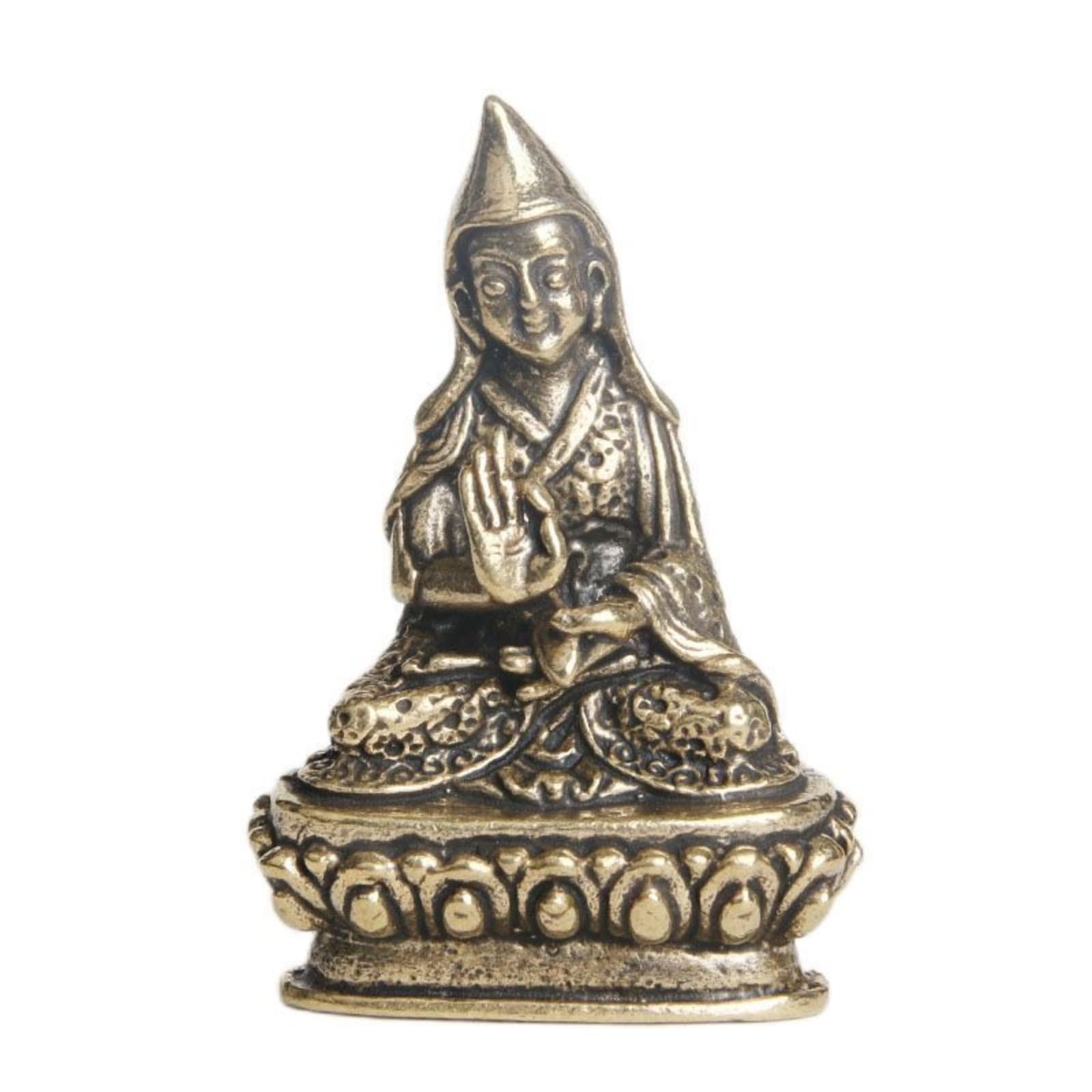AOTTSD Brass Tsongkhapa Master Statue, Tibetan Buddhist Deity Figurine