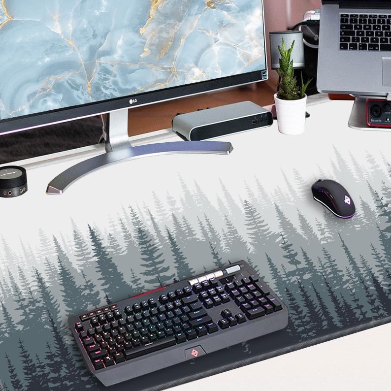Image of 48x24 Mouse Pad Giant Forest Desk Mat Large Mousepad Gaming Mouse Mat Huge Oversized Desk Pad XXXL Computer Mat for Office Work Men