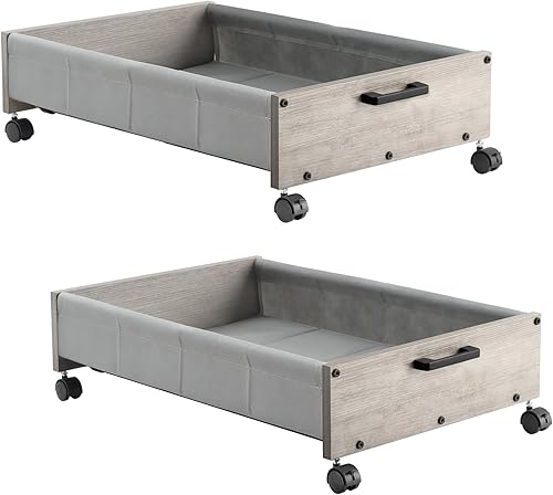 Miniatura 19 de Almacenamiento Debajo de la Cama con Ruedas, XXXXL Cajones Debajo de la Cama con Ruedas, Organizador de Zapatos de Madera Debajo de la Cama, Marrón