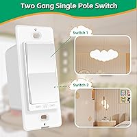 Vista 4 de Interruptor inteligente de Martin Jerry, interruptor de luz inteligente WiFi de 2 canales para tu hogar inteligente, compatible con dispositivos