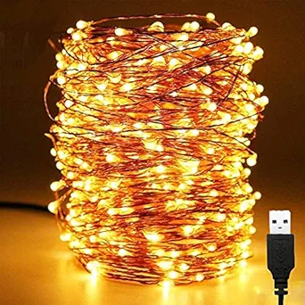 XERGY 20 Meter 200 LED's Waterproof Fairy Decorative Stary String Light - 2 M USB Powered (3 Copper Wires, Sturdy Quality) Warm White - Home DIY NYE Decoration Lights Wedding Birthday Festival Diwali lights for home decoration