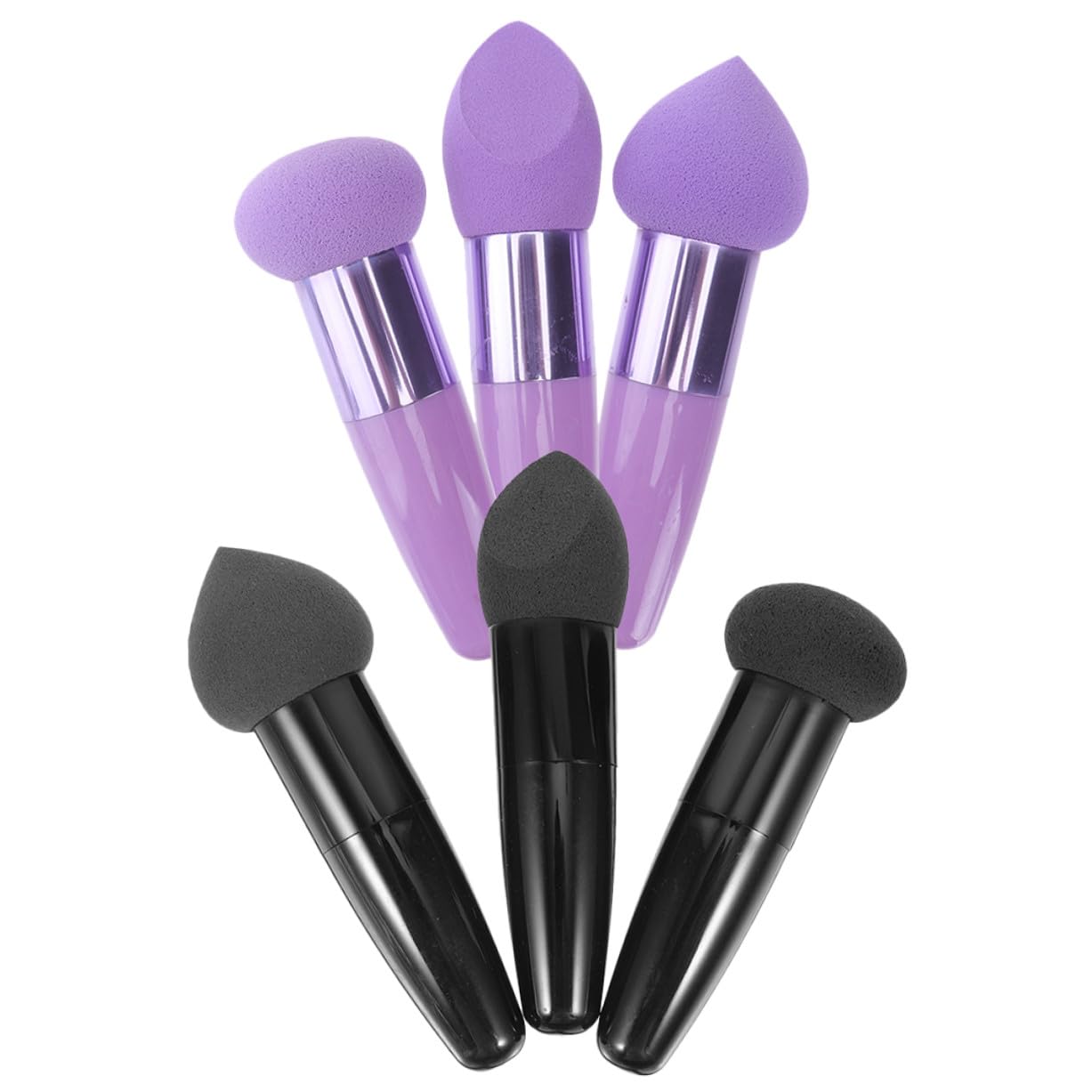 GANAZONO 6 pezzi Pennelli Spugna Trucco Penna Portatile per Fondotinta e Polvere Design Penna con Manico Ergonomico Morbidi e Delicati per Uso Bagnato e Asciutto per Viso e Cosmetici