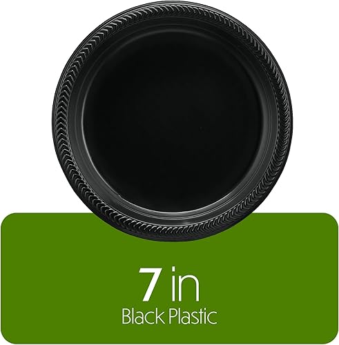 Miniatura 5 de PLASTICPRO 200 PIEZAS Platos de Plástico Negros Ligeros de 7 Pulgadas Platos de Plástico para Cena, Postre y Aperitivo Platos Negros Desechables