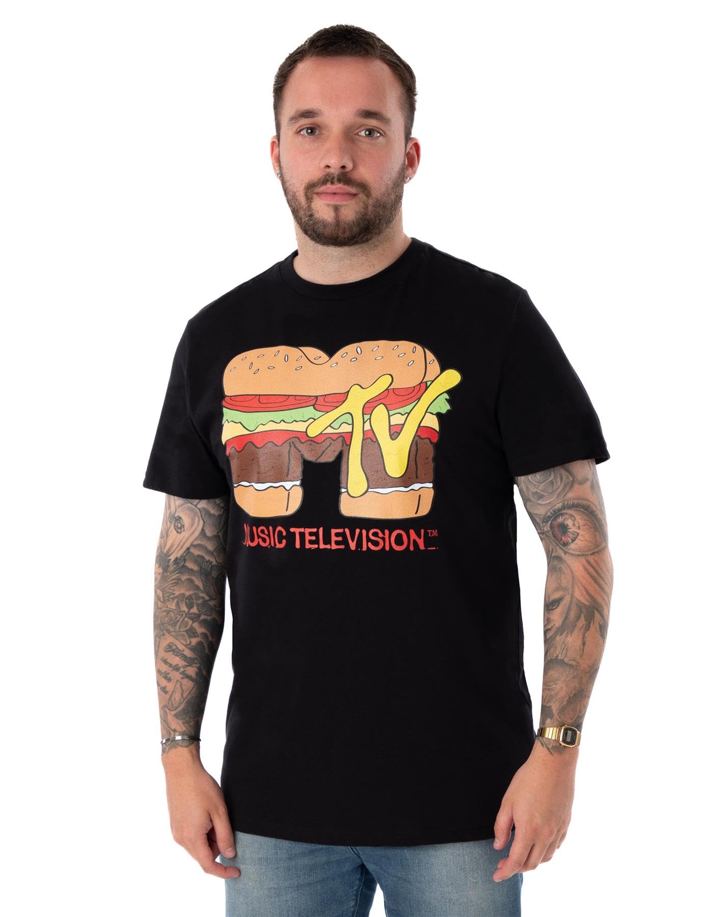 Vanilla Underground Mtv Unisex Black Burger Short Sleeved T-Shirt (Large) from B&Q