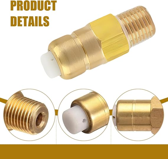 1/4 Inch Brass Thermal Release Valve & Pressure Relief Valve for Pressure Washer Pump - Automatic Temperature Control, Overheat Protection, Safety for Water Pump