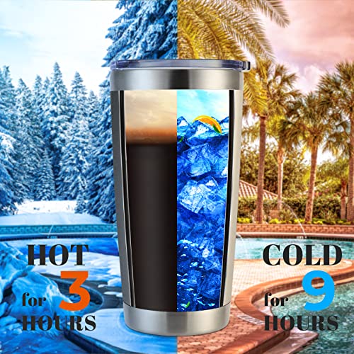 Domicare 20Oz Stainless Steel Tumbler Bulk With Lid, Double Wall Vacuum Insulated Travel Mug, Powder Coated Coffee Cup, Stainless Steel, 8 Pack #TOP2